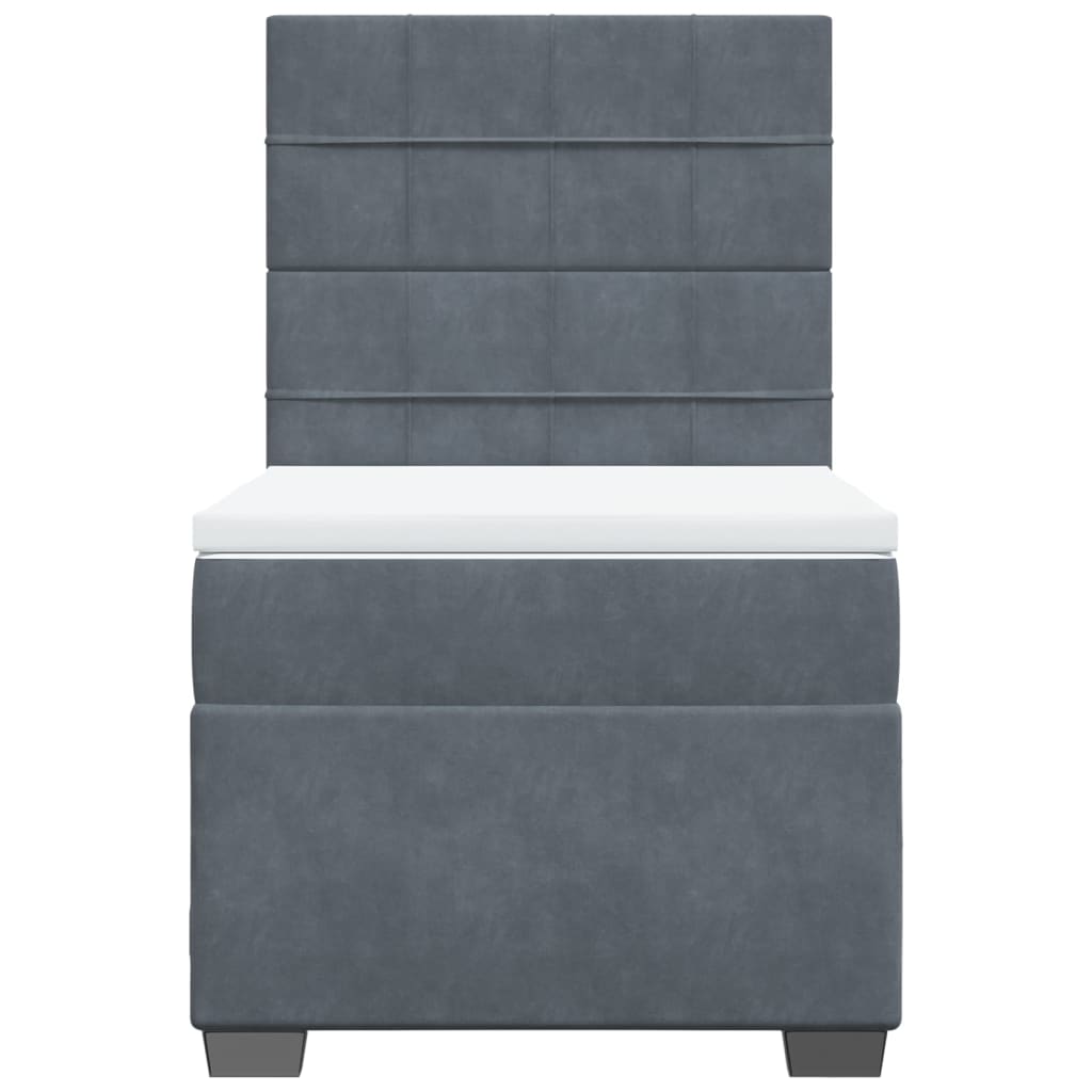 Giroletto a Molle con Materasso Grigio Scuro 90x200 cm Velluto