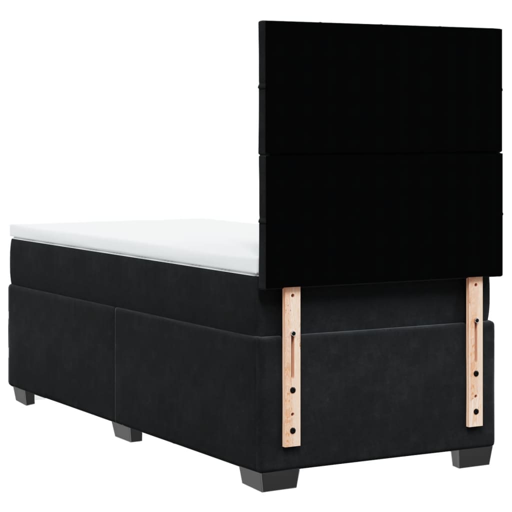 Giroletto a Molle con Materasso Nero 90x200 cm in Velluto