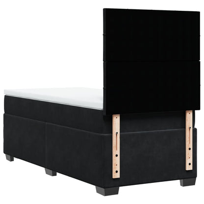 Giroletto a Molle con Materasso Nero 90x200 cm in Velluto