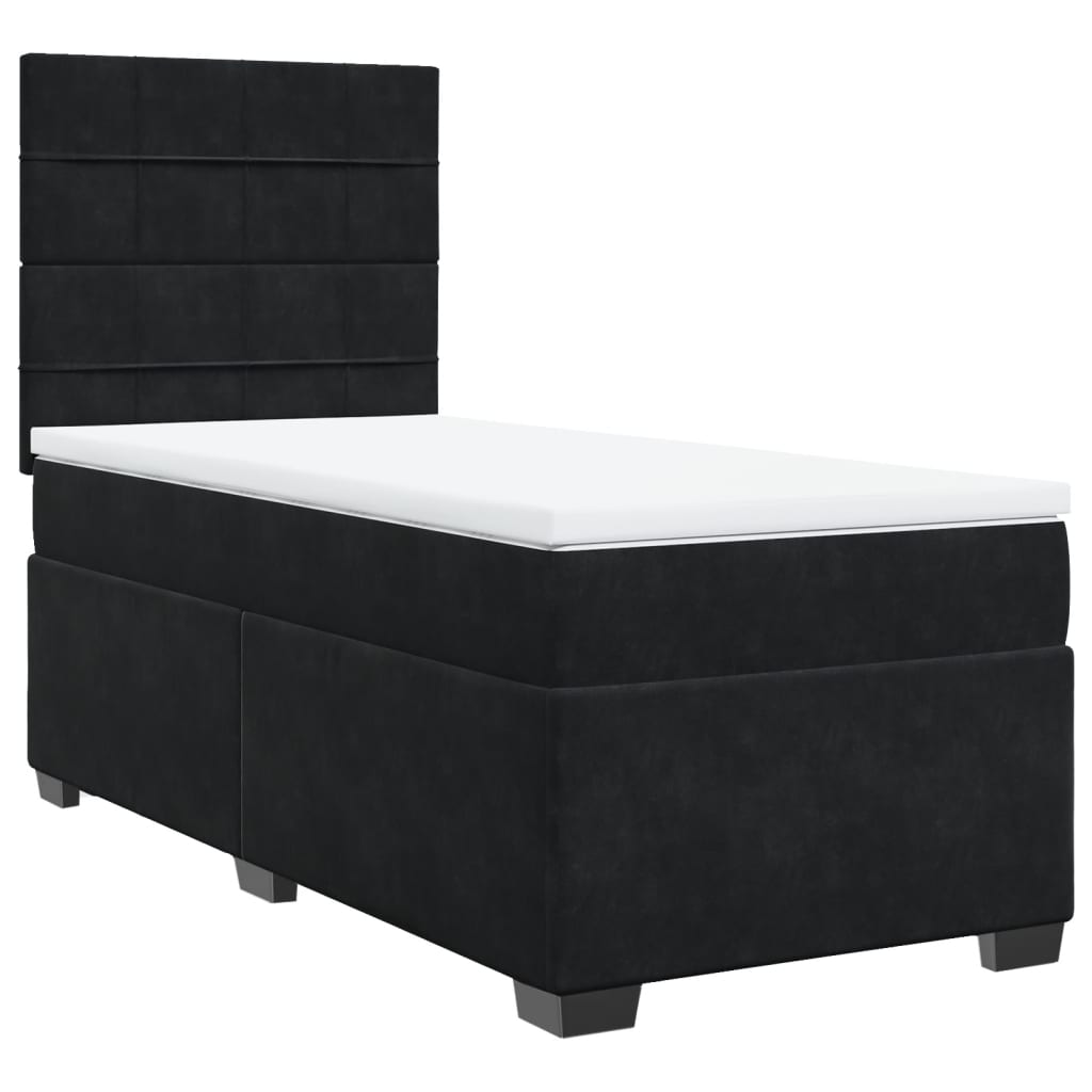 Giroletto a Molle con Materasso Nero 90x200 cm in Velluto