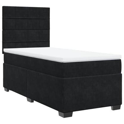 Giroletto a Molle con Materasso Nero 90x200 cm in Velluto