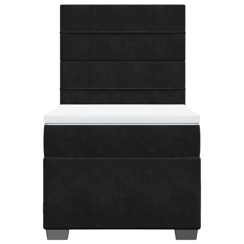 Giroletto a Molle con Materasso Nero 90x200 cm in Velluto
