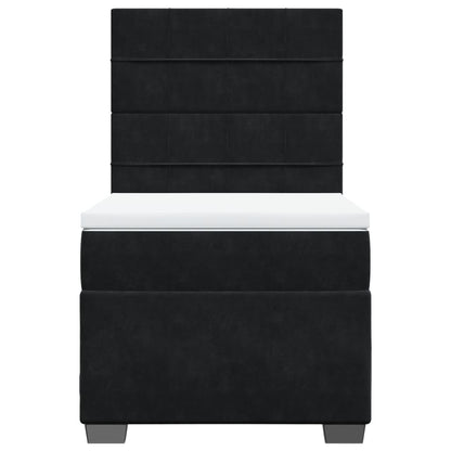 Giroletto a Molle con Materasso Nero 90x200 cm in Velluto