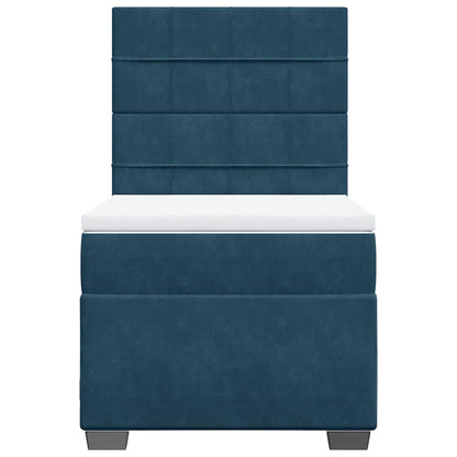 Giroletto a Molle con Materasso Blu 90x200 cm in Velluto