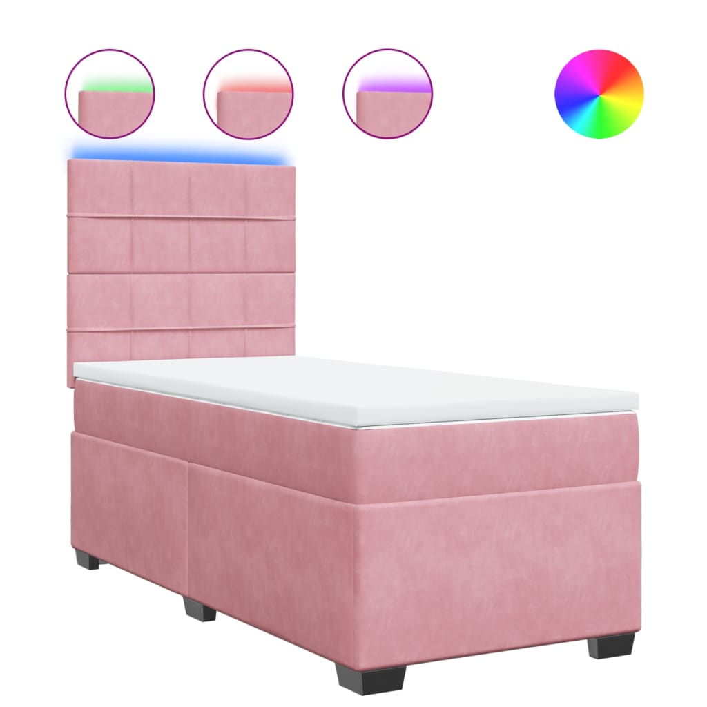 Giroletto a Molle con Materasso Rosa 90x200 cm in Velluto