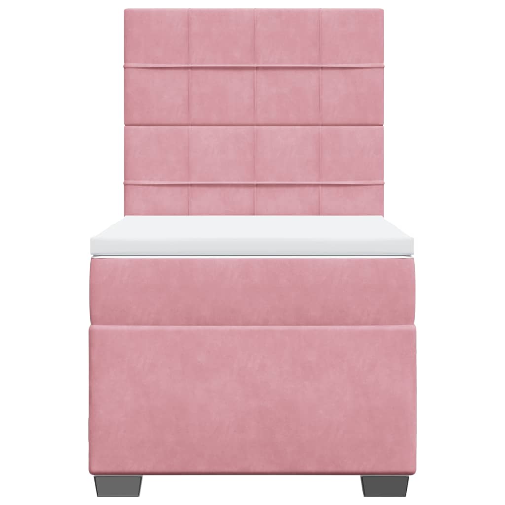 Giroletto a Molle con Materasso Rosa 90x200 cm in Velluto