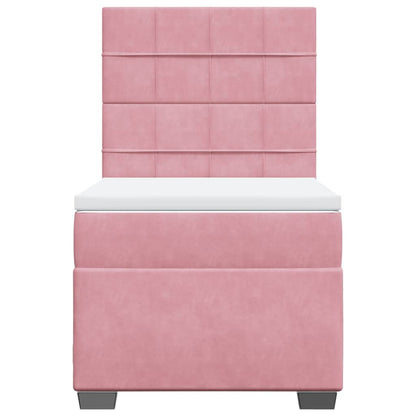 Giroletto a Molle con Materasso Rosa 90x200 cm in Velluto