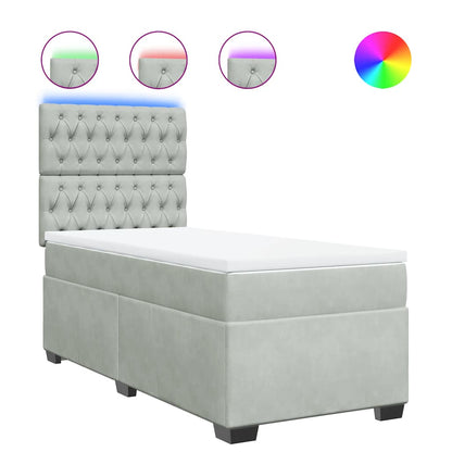 Giroletto a Molle con Materasso Grigio Chiaro 90x200 cm Velluto - homemem39