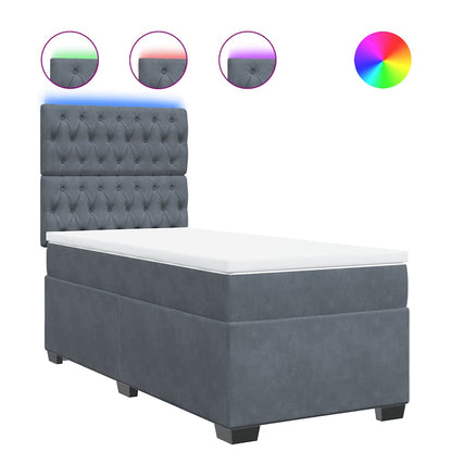 Giroletto a Molle con Materasso Grigio Scuro 90x200 cm Velluto