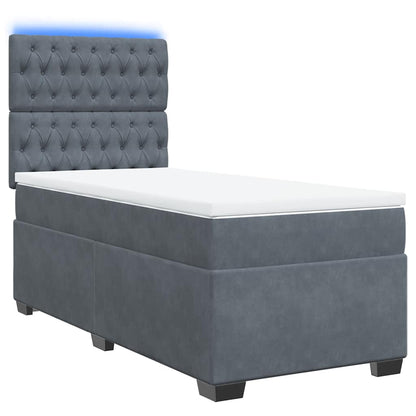 Giroletto a Molle con Materasso Grigio Scuro 90x200 cm Velluto