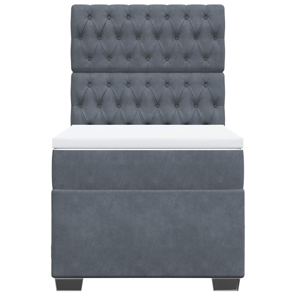 Giroletto a Molle con Materasso Grigio Scuro 90x200 cm Velluto