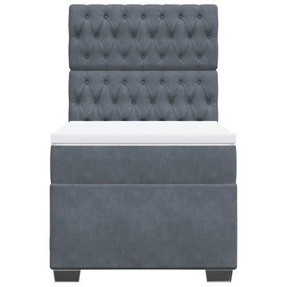 Giroletto a Molle con Materasso Grigio Scuro 90x200 cm Velluto