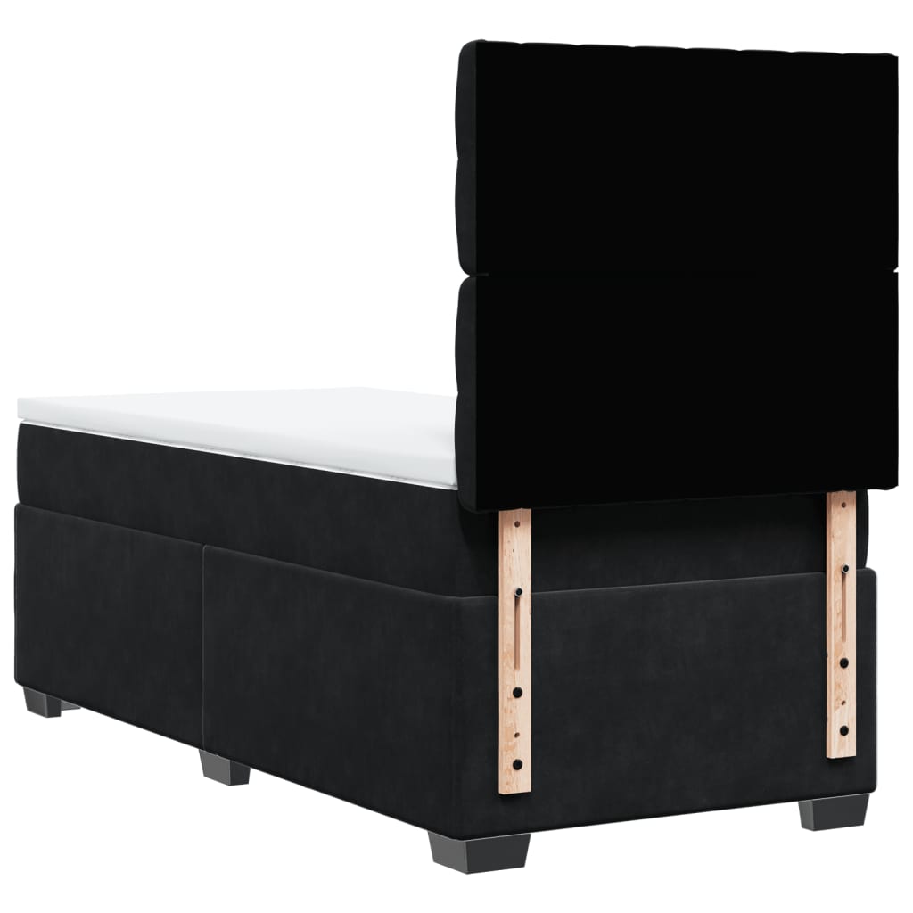 Giroletto a Molle con Materasso Nero 90x200 cm in Velluto