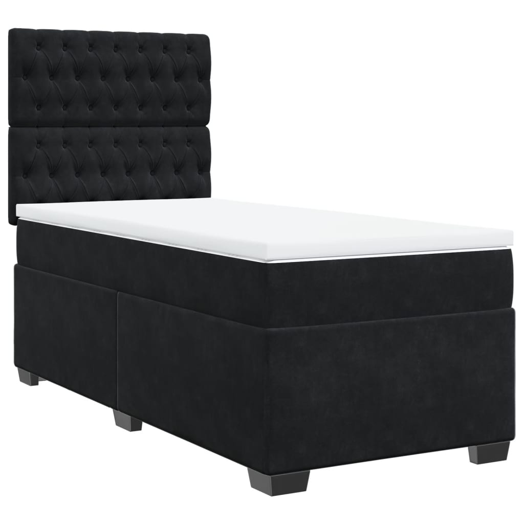 Giroletto a Molle con Materasso Nero 90x200 cm in Velluto