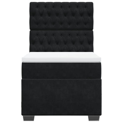 Giroletto a Molle con Materasso Nero 90x200 cm in Velluto