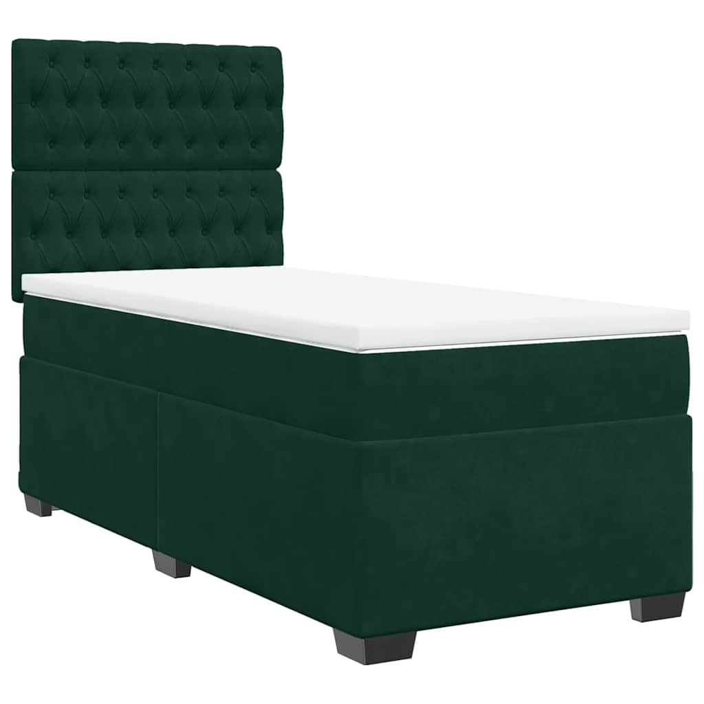 Giroletto a Molle con Materasso Verde Scuro 90x200 cm Velluto