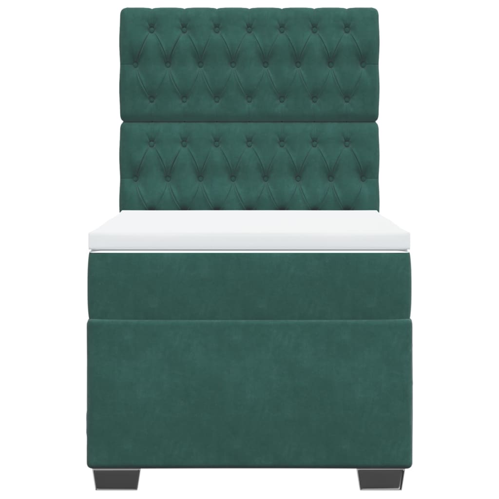 Giroletto a Molle con Materasso Verde Scuro 90x200 cm Velluto - homemem39