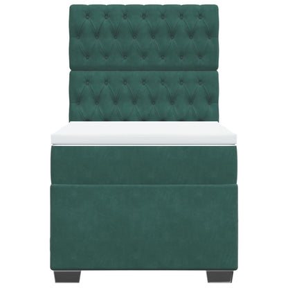 Giroletto a Molle con Materasso Verde Scuro 90x200 cm Velluto - homemem39