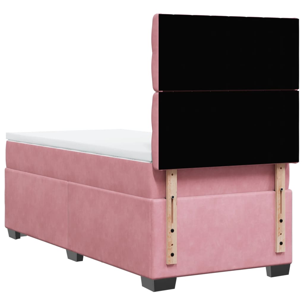 Giroletto a Molle con Materasso Rosa 90x200 cm in Velluto