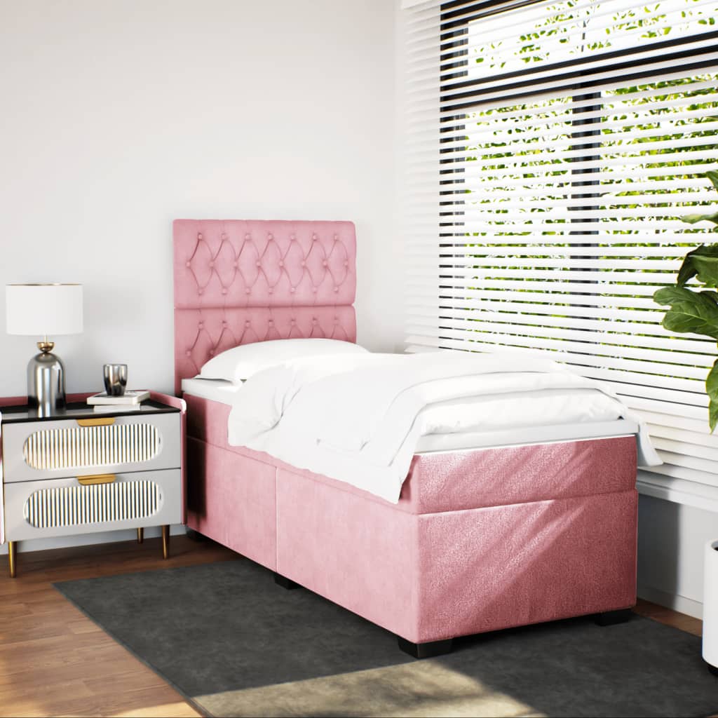 Giroletto a Molle con Materasso Rosa 90x200 cm in Velluto