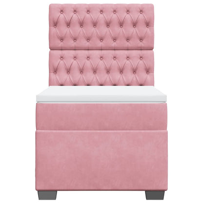 Giroletto a Molle con Materasso Rosa 90x200 cm in Velluto
