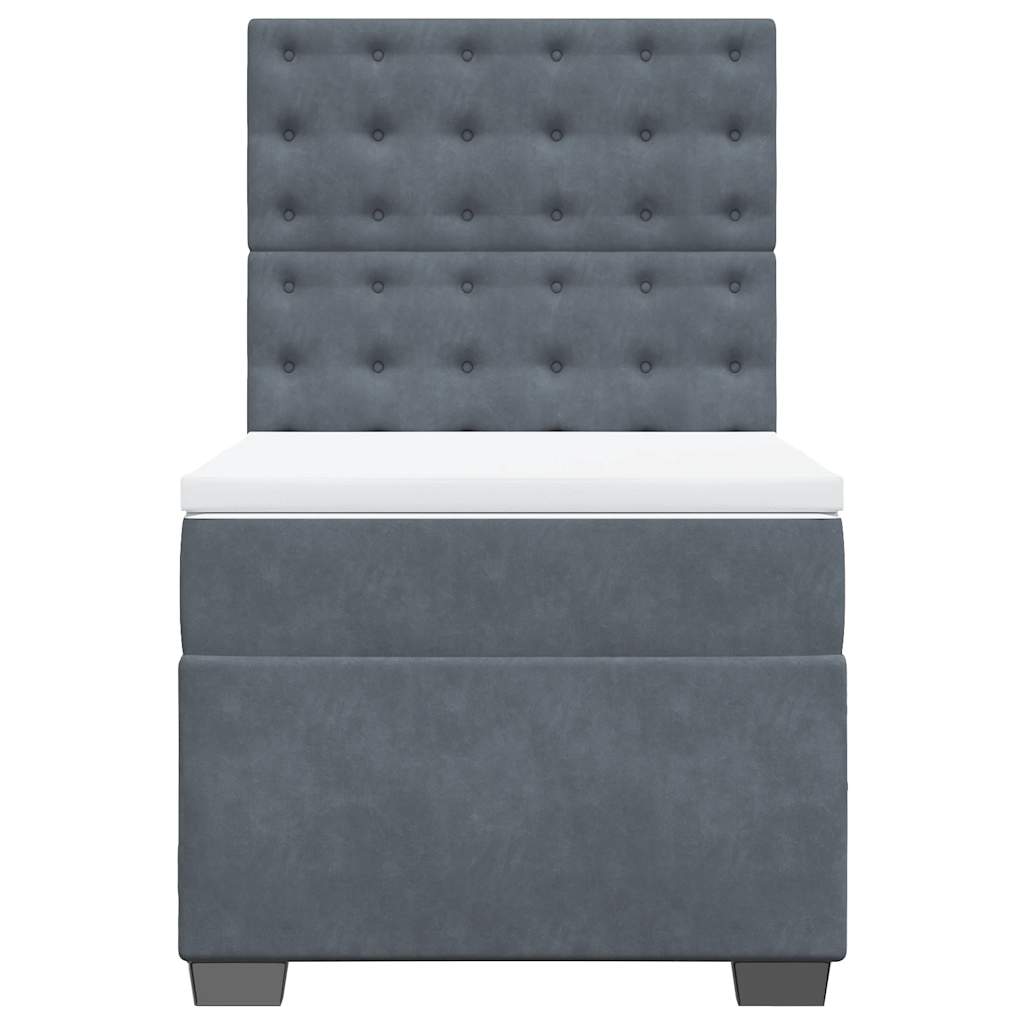 Giroletto a Molle con Materasso Grigio Scuro 90x200 cm Velluto
