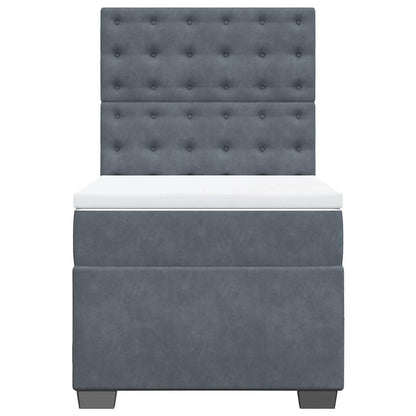 Giroletto a Molle con Materasso Grigio Scuro 90x200 cm Velluto