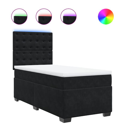 Giroletto a Molle con Materasso Nero 90x200 cm in Velluto