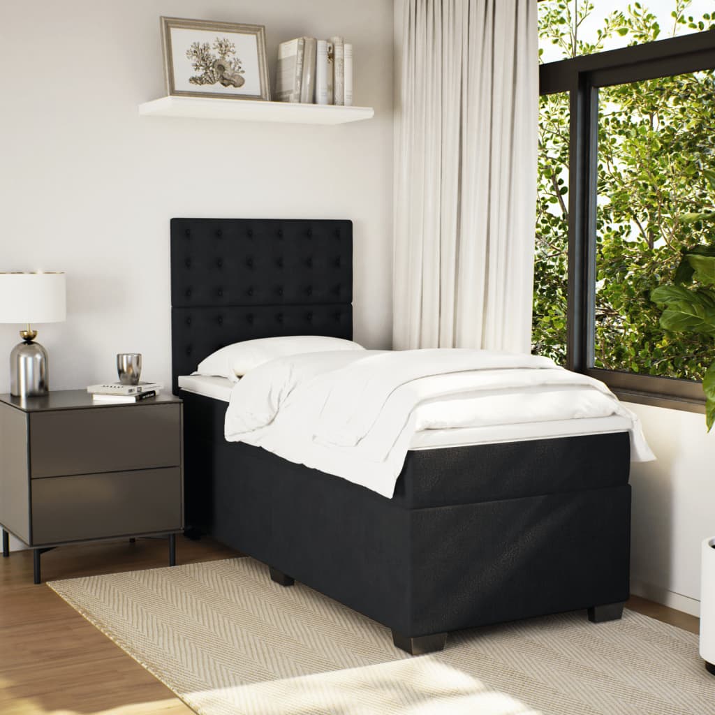 Giroletto a Molle con Materasso Nero 90x200 cm in Velluto