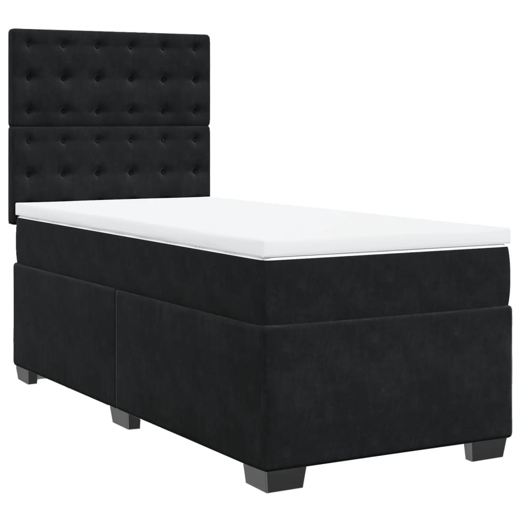 Giroletto a Molle con Materasso Nero 90x200 cm in Velluto