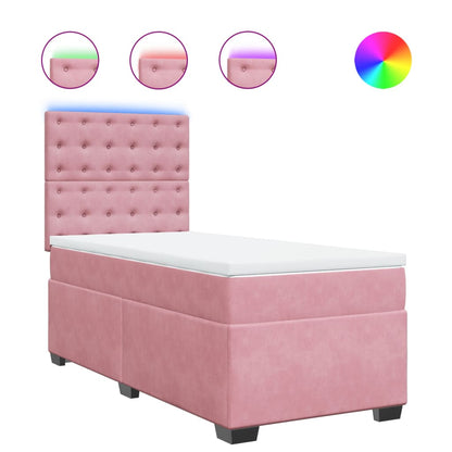 Giroletto a Molle con Materasso Rosa 90x200 cm in Velluto
