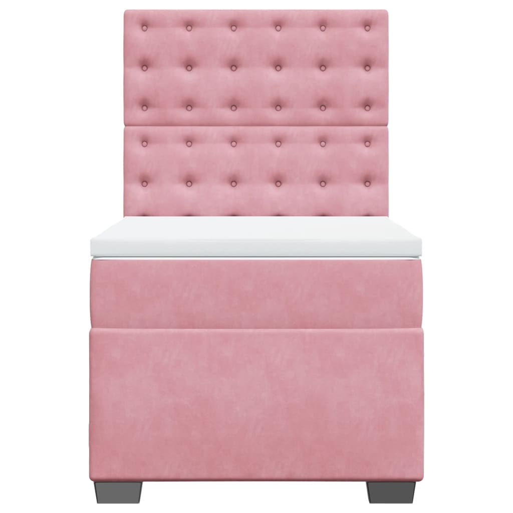 Giroletto a Molle con Materasso Rosa 90x200 cm in Velluto