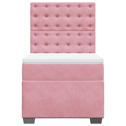 Giroletto a Molle con Materasso Rosa 90x200 cm in Velluto
