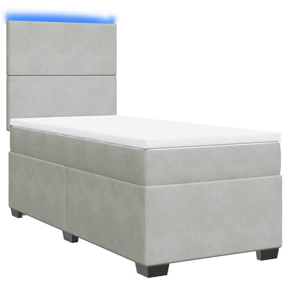 Giroletto a Molle con Materasso Grigio Chiaro 100x200cm Velluto