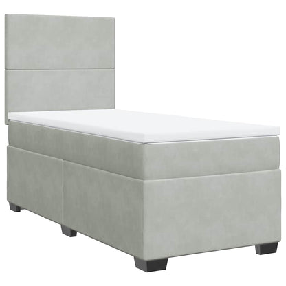 Giroletto a Molle con Materasso Grigio Chiaro 100x200cm Velluto