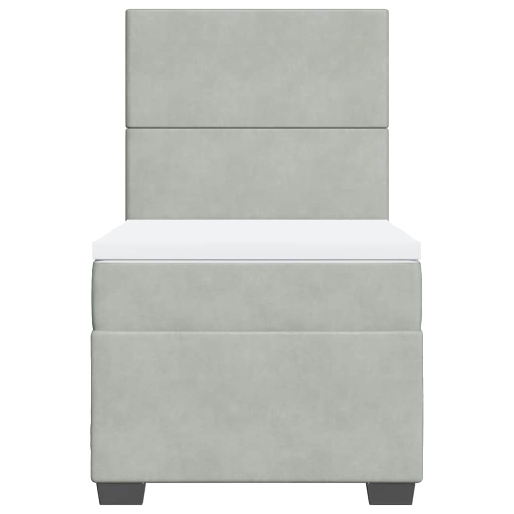 Giroletto a Molle con Materasso Grigio Chiaro 100x200cm Velluto
