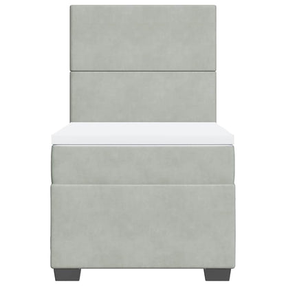 Giroletto a Molle con Materasso Grigio Chiaro 100x200cm Velluto