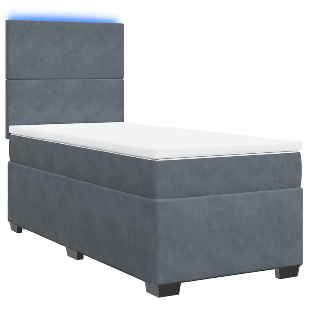 Giroletto a Molle con Materasso Grigio Scuro 100x200 cm Velluto