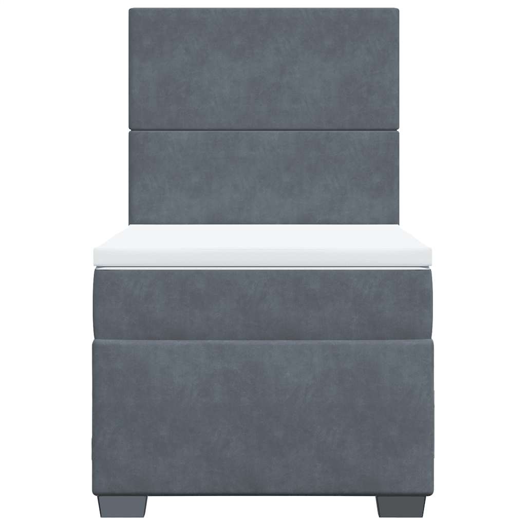 Giroletto a Molle con Materasso Grigio Scuro 100x200 cm Velluto
