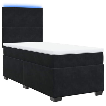 Giroletto a Molle con Materasso Nero 100x200 cm in Velluto