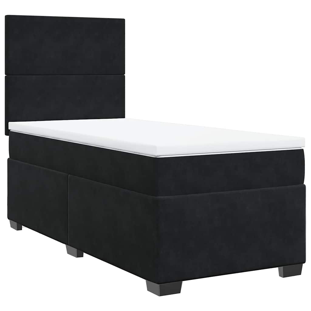 Giroletto a Molle con Materasso Nero 100x200 cm in Velluto