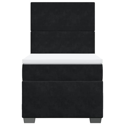Giroletto a Molle con Materasso Nero 100x200 cm in Velluto