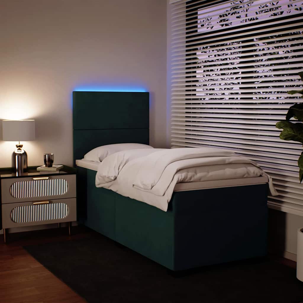 Giroletto a Molle con Materasso Verde Scuro 100x200 cm Velluto | homemem39