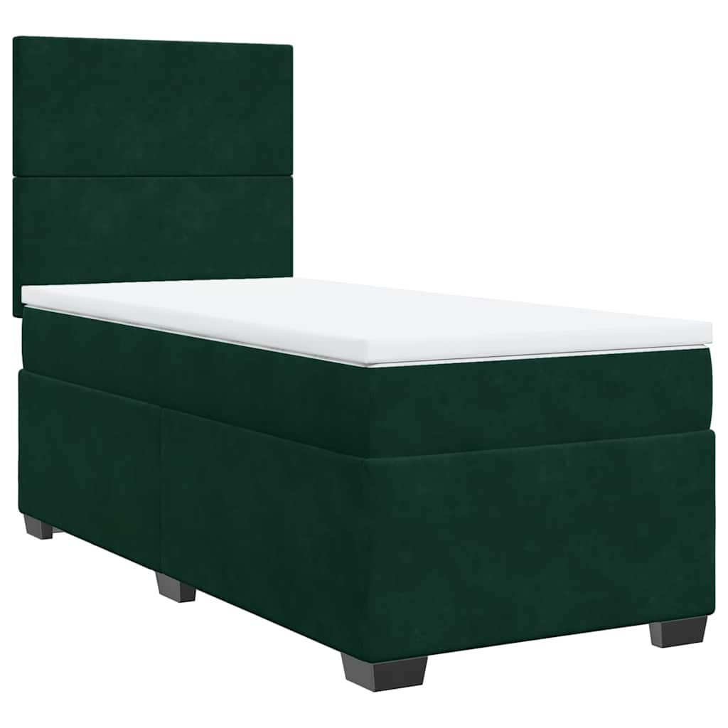 Giroletto a Molle con Materasso Verde Scuro 100x200 cm Velluto | homemem39