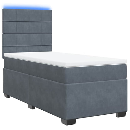 Giroletto a Molle con Materasso Grigio Scuro 100x200 cm Velluto