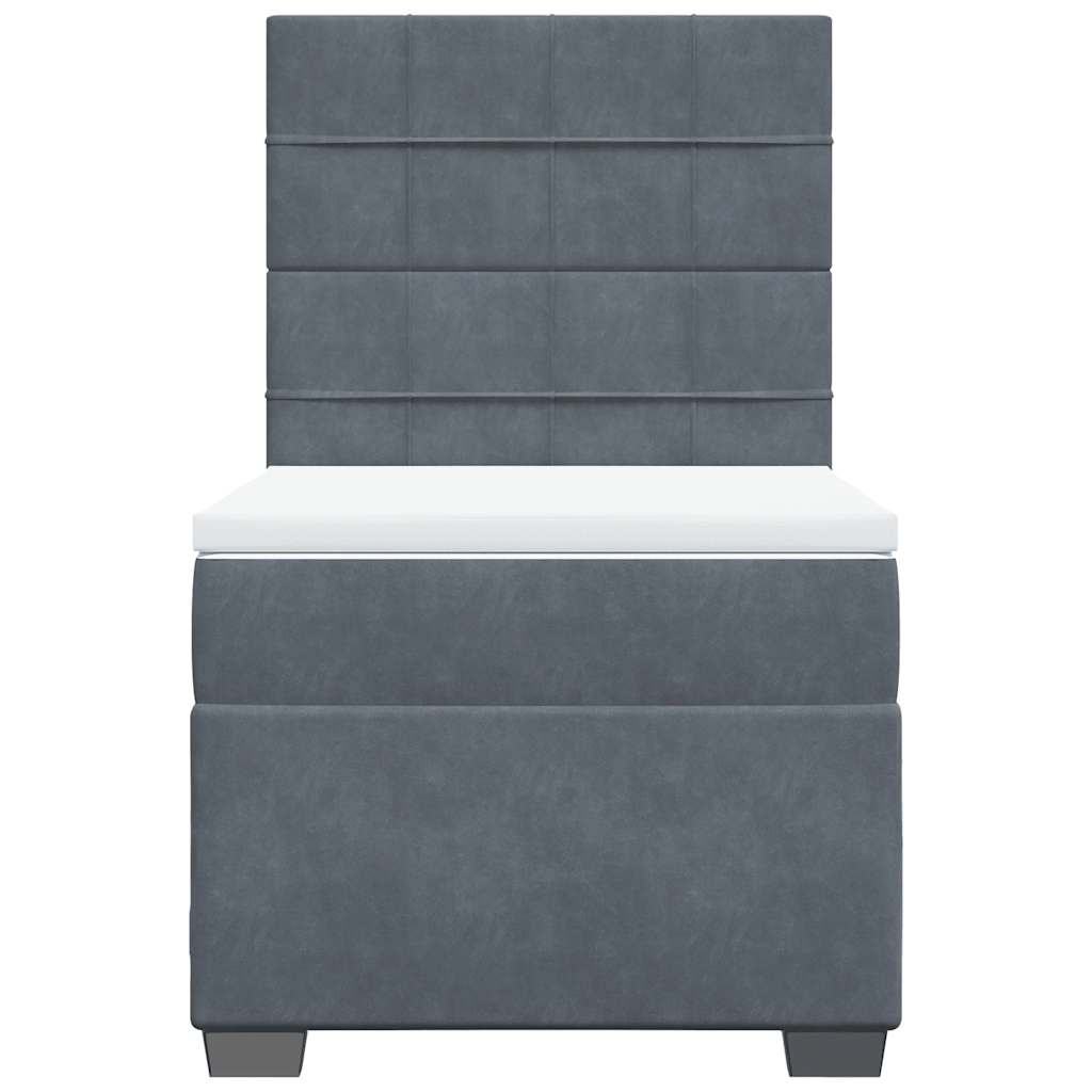 Giroletto a Molle con Materasso Grigio Scuro 100x200 cm Velluto