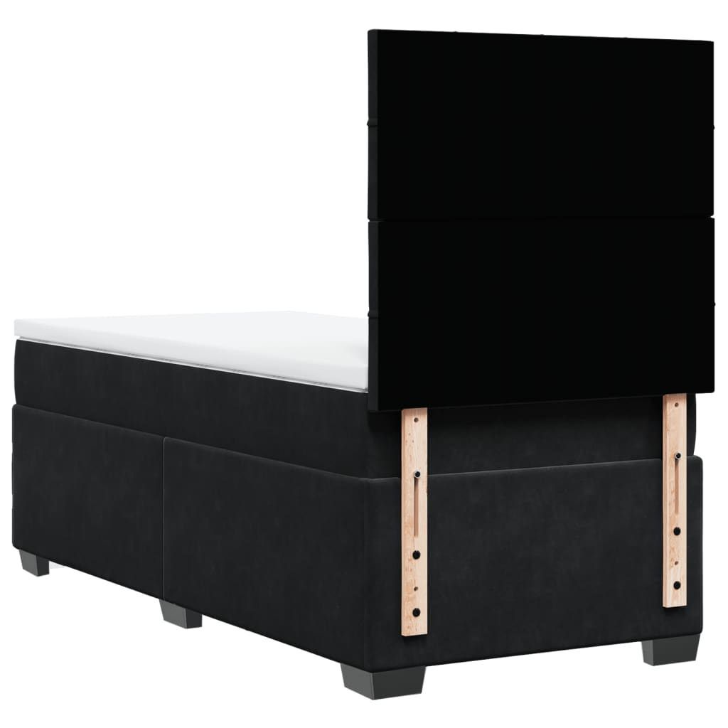 Giroletto a Molle con Materasso Nero 100x200 cm in Velluto