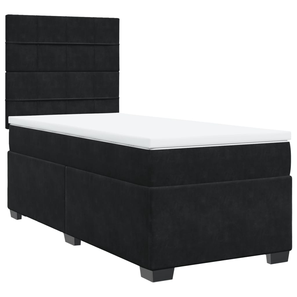 Giroletto a Molle con Materasso Nero 100x200 cm in Velluto