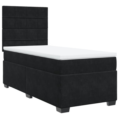 Giroletto a Molle con Materasso Nero 100x200 cm in Velluto