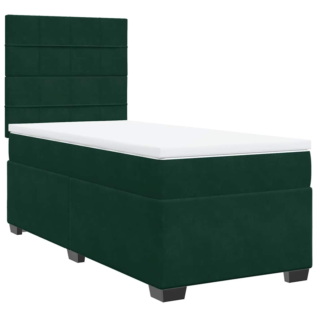 Giroletto a Molle con Materasso Verde Scuro 100x200 cm Velluto | homemem39